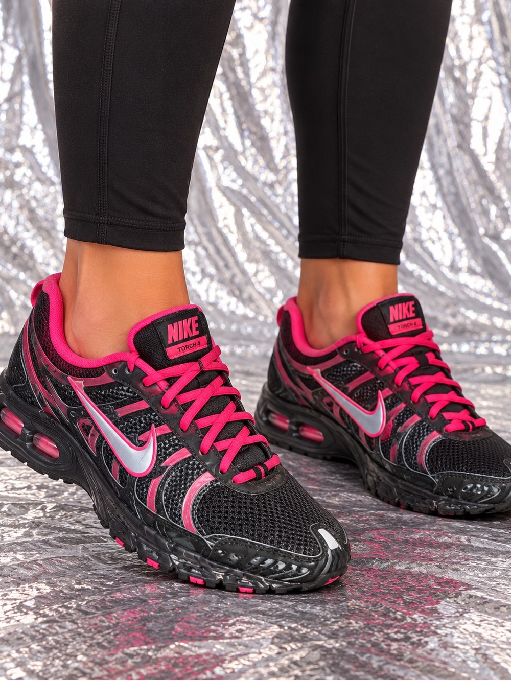 Nike Air Max Torch 4 Black Rose Gold Women’s Lace-Up Mesh Running Sneakers 11